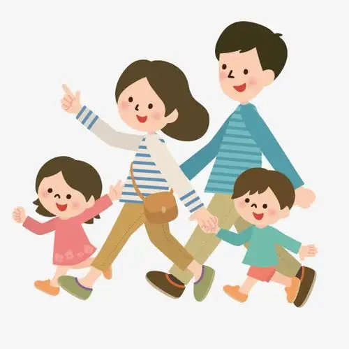 卡通一家四口亲子图片