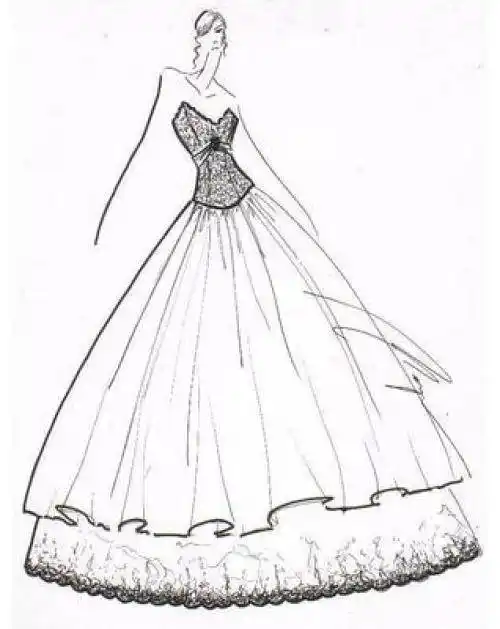 设计漂亮的婚纱裙简洁婚纱简笔画的画法这是一组婚纱简笔画的内容