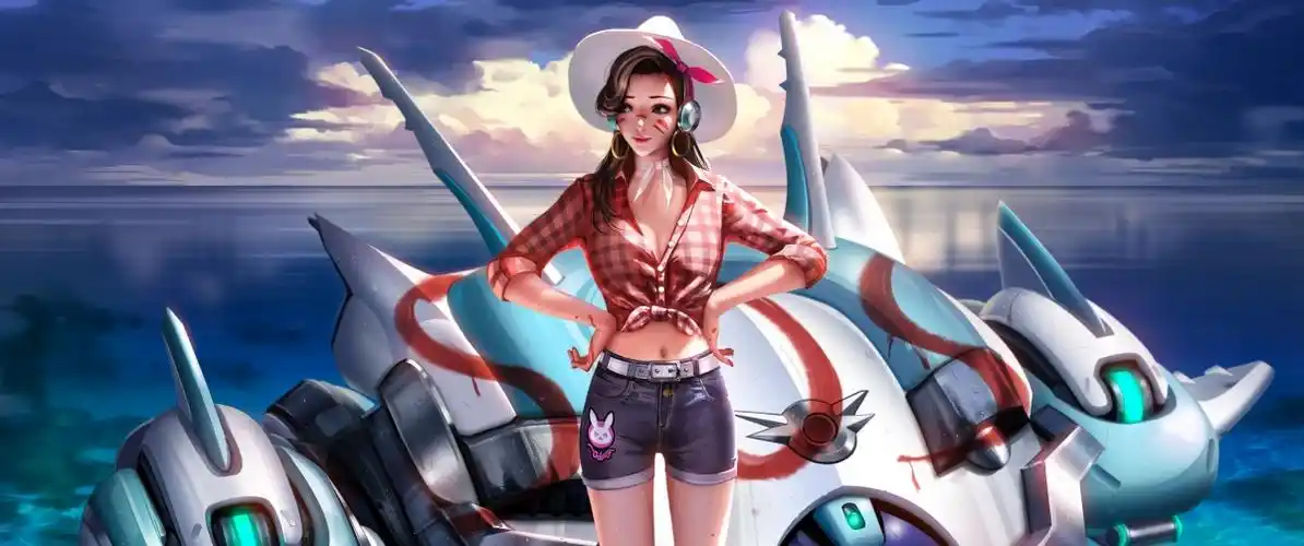 dva清凉夏装海边3440x1440壁纸