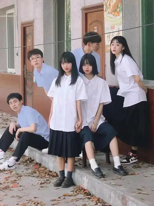 jk制服裙套装情侣装学院风学生毕业班服定制夏季校服短袖衬衫 - 17网