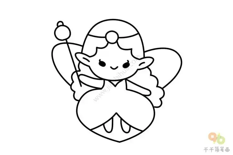漂亮的小精灵女孩简笔画