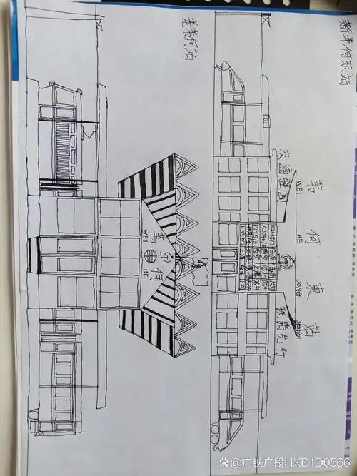 火车站# 欣赏绘画作品《新/老火车站》简笔画.不喜勿喷!