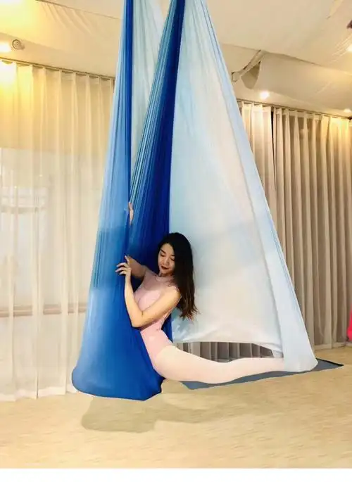 反重力瑜伽伸展带悬挂式微弹力吊带吊绳瑜伽馆用5m橘色含配件高2532m