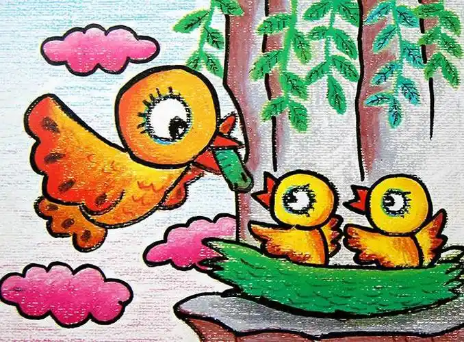 鸟窝简笔画 鸟窝简笔画图片大全可爱