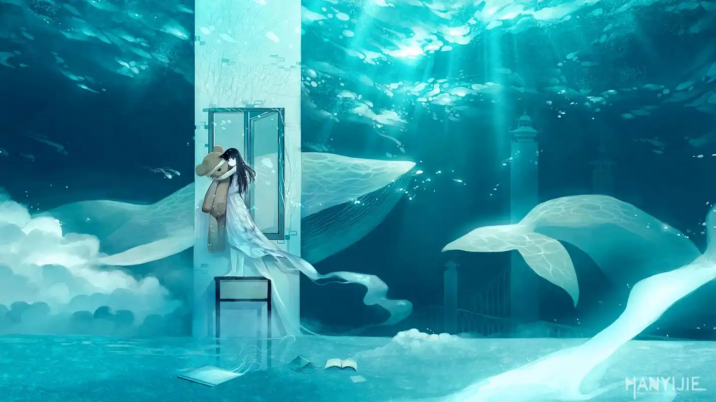 深海下的孤独少女#二次元美图# #动漫美图