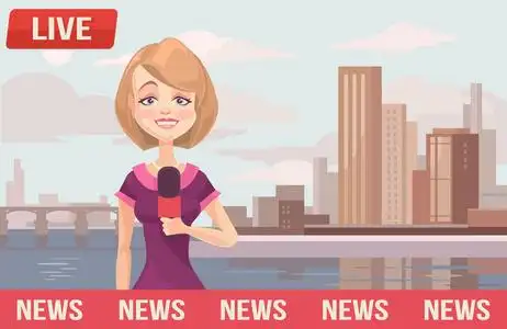 新闻直播新闻直播.矢量平面卡通插画照片