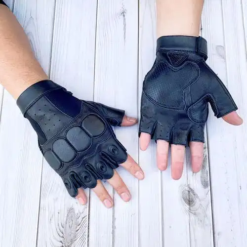 真皮半指战术手套男安保安防巡逻雪豹猎鹰特种兵作战训练配发手套