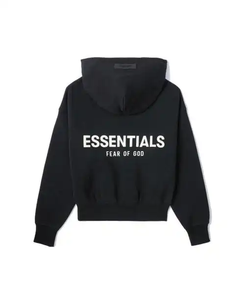 essentials logo 植绒连帽卫衣