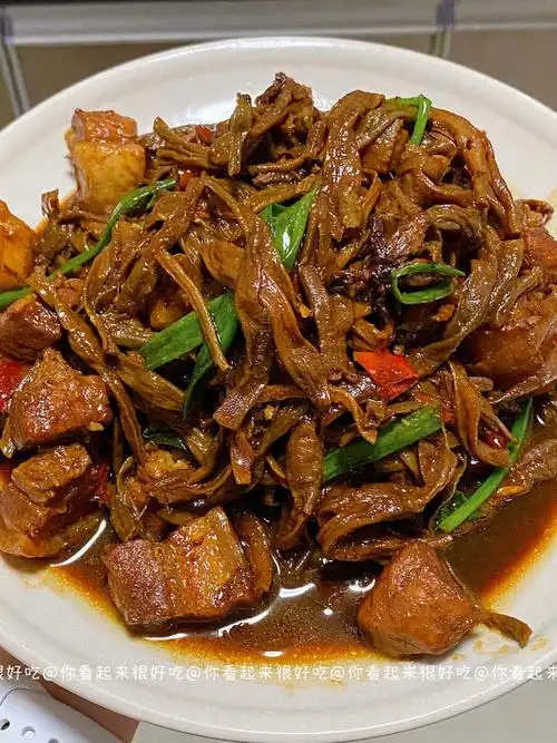 经典家常菜干豆角烧肉浓香下饭