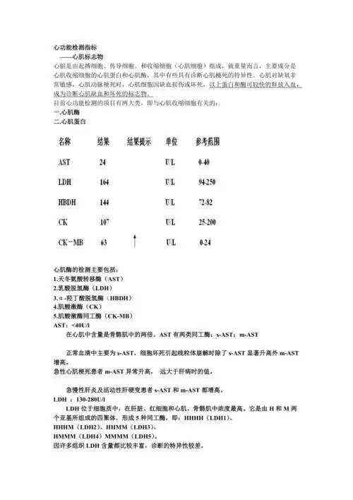 心功能检测指标