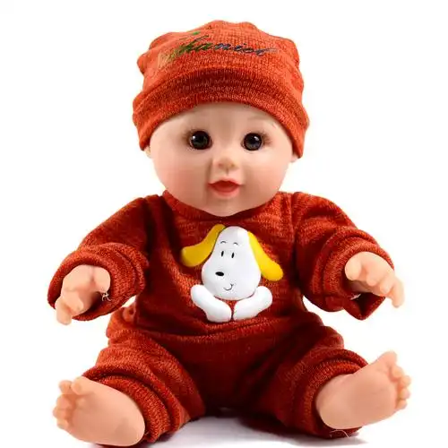 幼儿园娃娃可爱男娃毛衣款仿真婴儿搪胶跨境玩具幼儿早教发声娃娃