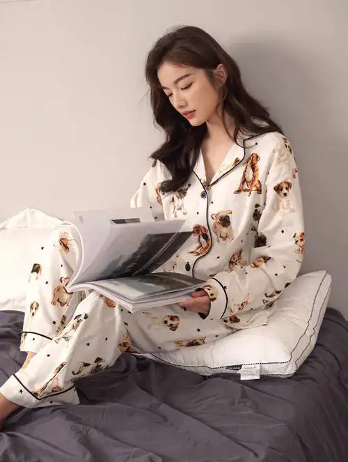 春秋季新款睡衣女纯棉长袖卡通家居服