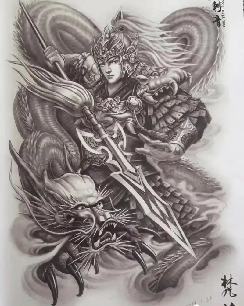 常山赵子龙 纹身手稿送给朋友们