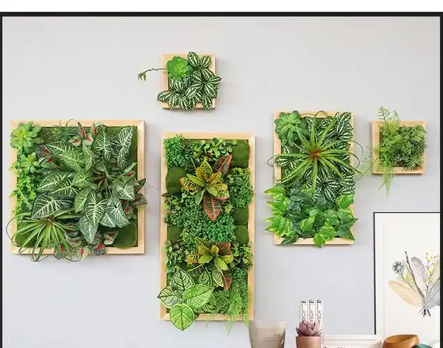 仿绿植相框挂饰墙面植物多肉装饰假花墙壁酒店餐厅鹿头壁挂墙饰套餐