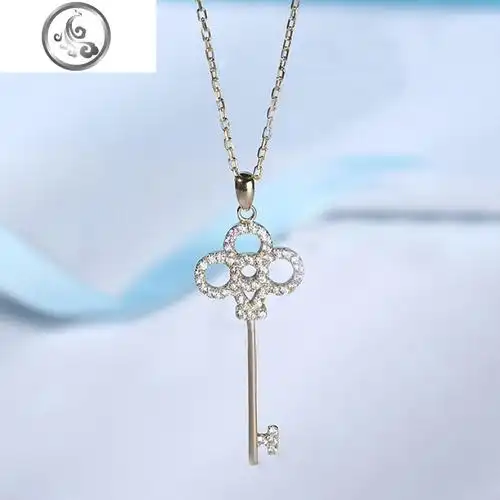 韩国s925纯银皇冠太阳花钥匙项链毛衣链长款吊坠女短款锁骨链饰品jimi