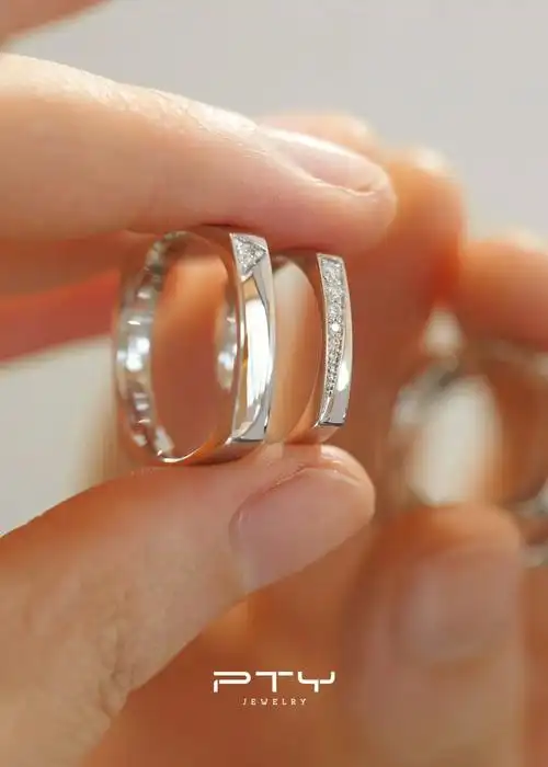 个性小众情侣对戒pty方圆对戒定制