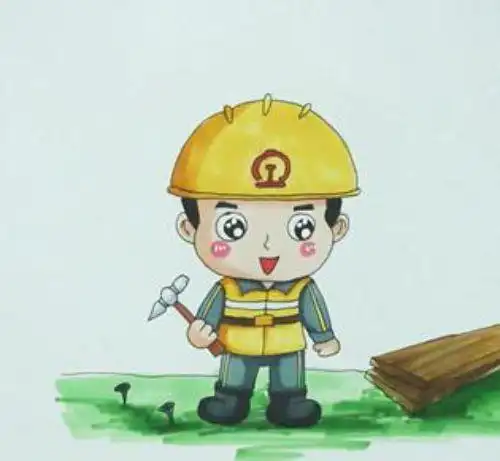 戴安全帽工人简笔画画法简单漂亮工人简笔画怎么画