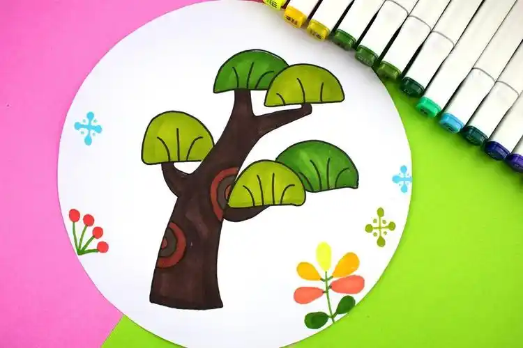 读儿歌学画柏树简笔画简单有趣涨知识