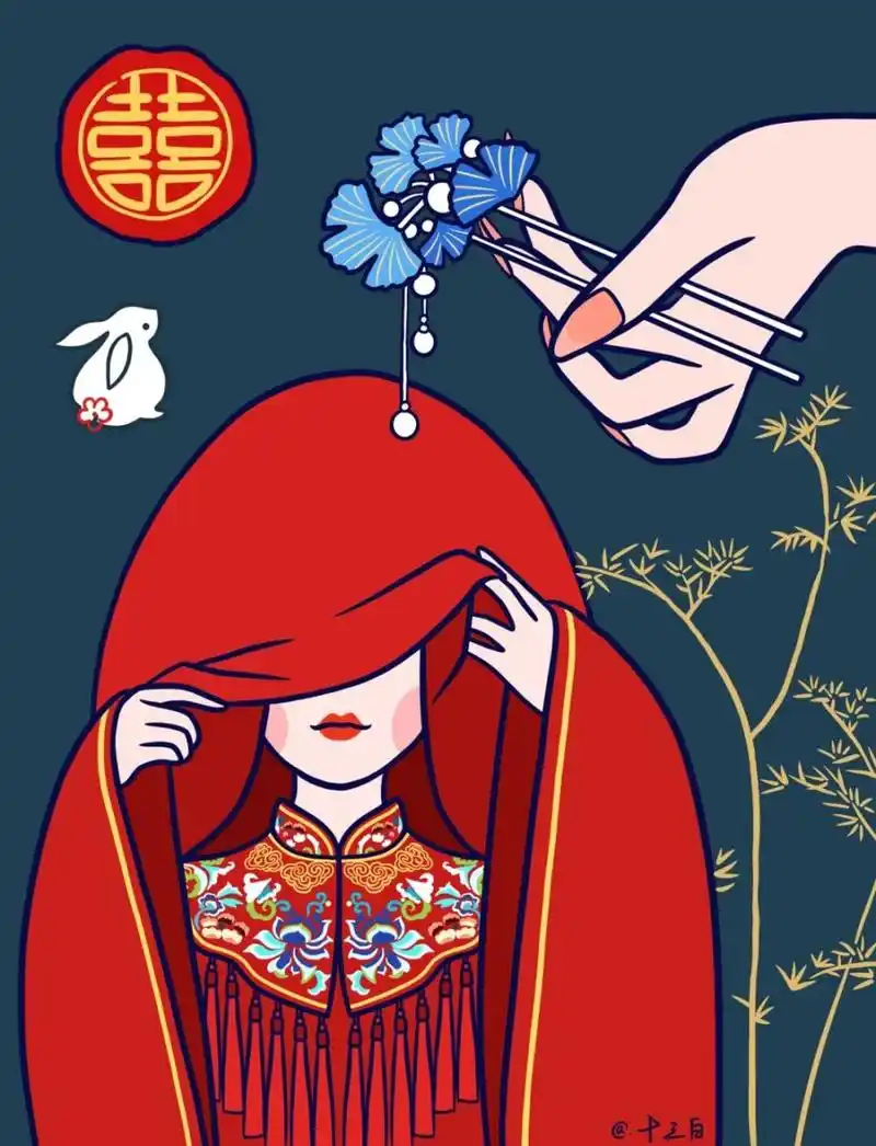 复古新娘(1)插画7815～中式之美 #我是原创插画师# #手绘头像