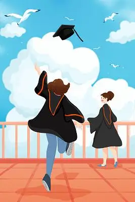 满怀对未来的期待拍照纪念青春毕业季卡通插画卡通毕业季插画