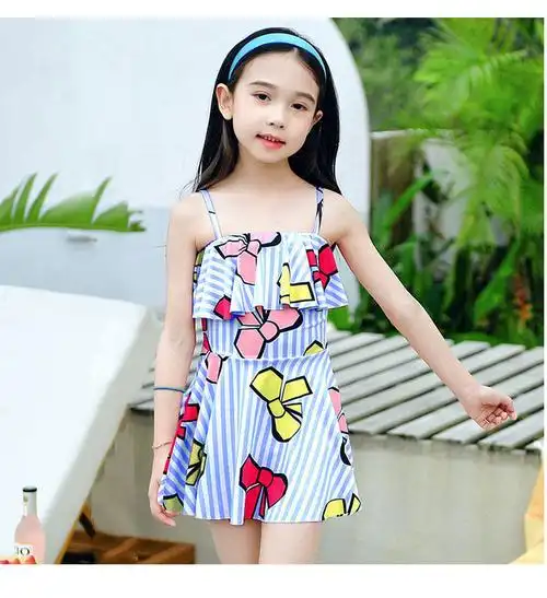 小学生泳衣女孩中大童分体比基尼可爱公主韩版运动大码儿童游泳装定制