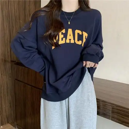 洋气减龄学生长袖无帽卫衣女秋季上衣外套潮宽松韩版ins超火薄款