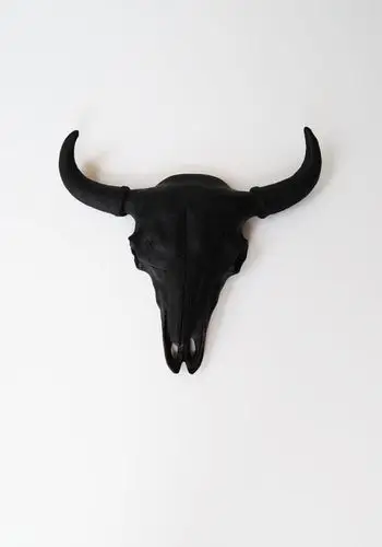 巴恩斯 - 黑色树脂布法罗/野牛骷髅头白仿动物标本别致时尚