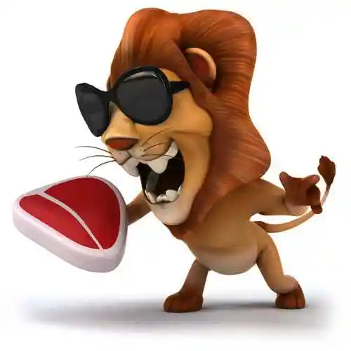 正要吃肉的狮子