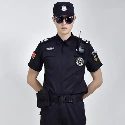 夏季薄款安全工作服套装男士警察短袖黑色专用作训服物业保安服装批发