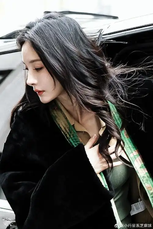 杨幂时装周看秀造型##杨幂下车侧颜神图