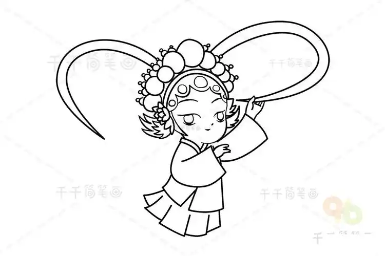 戏曲花旦简笔画,京剧花旦简笔画,戏曲人物花旦简笔画