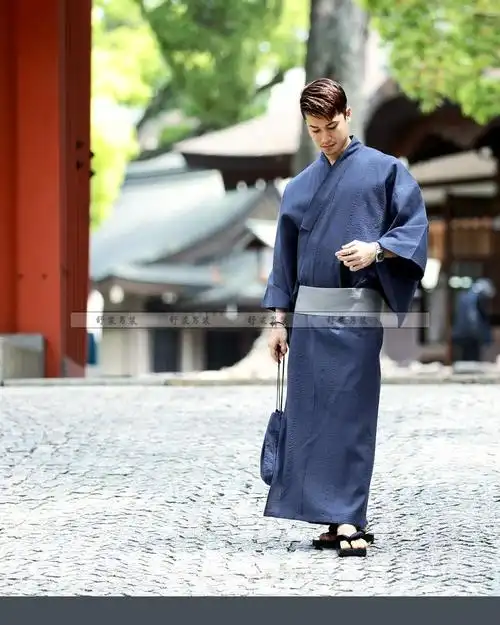 舒裟 日本传统和服男夏日祭男士浴衣拍照写真复古棉质剧本密室cos服装