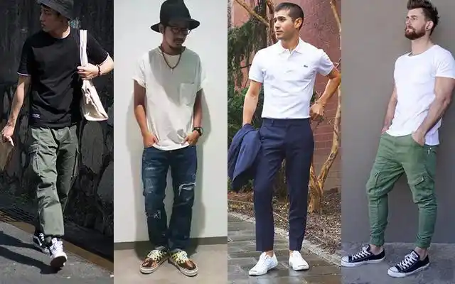 牛仔,卡其,工装,休闲裤甚至西裤,什么裤子都能和帆布鞋搭调,百搭是它