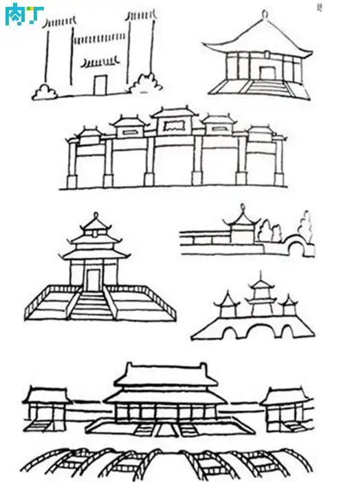 对称建筑物简笔画