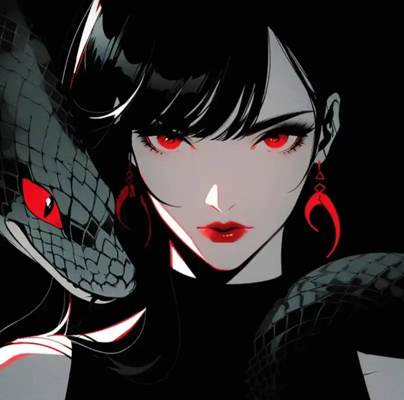 玩蛇少女|暗黑系 #动漫女头 #二次元 #蛇女 #黑色系   - 抖音