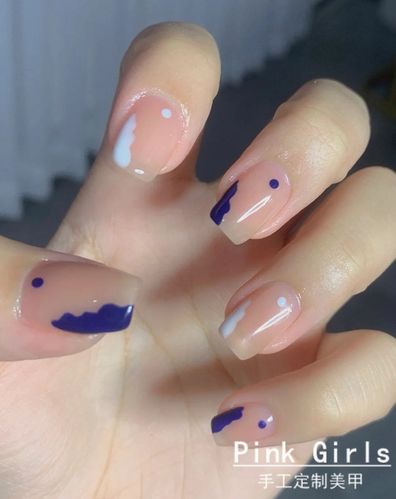 pink girls手工美甲成品甲片穿戴甲甲贴清凉海盐夏日贴片假指甲