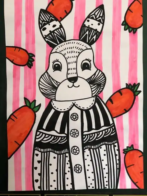 今天主题线描兔