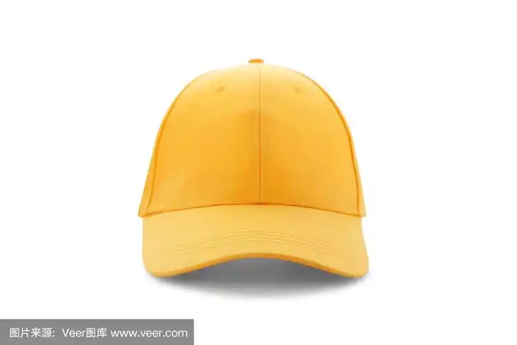 棒球帽,正面视角,分离着色,黄色,白色背景