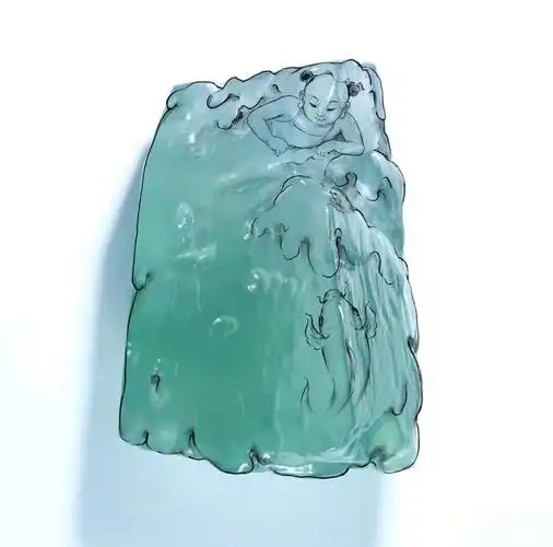 百行孝为先!极品龙石种翡翠《卧冰求鲤》,玉雕大师张炳光作品