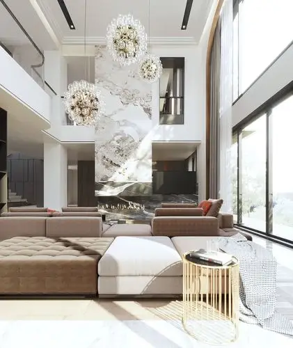 无锡别墅装饰-白金檀宫600平意式轻奢风