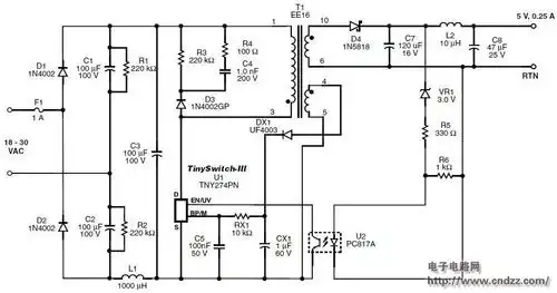 用于工业控制的125w电源电路设计