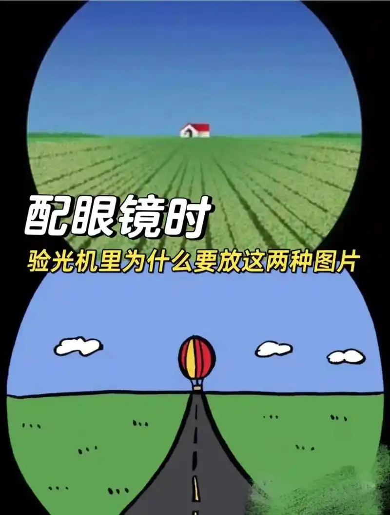 配眼镜时,为什么要看这张图片?不管是红房子还是热气球,对近视 - 抖音