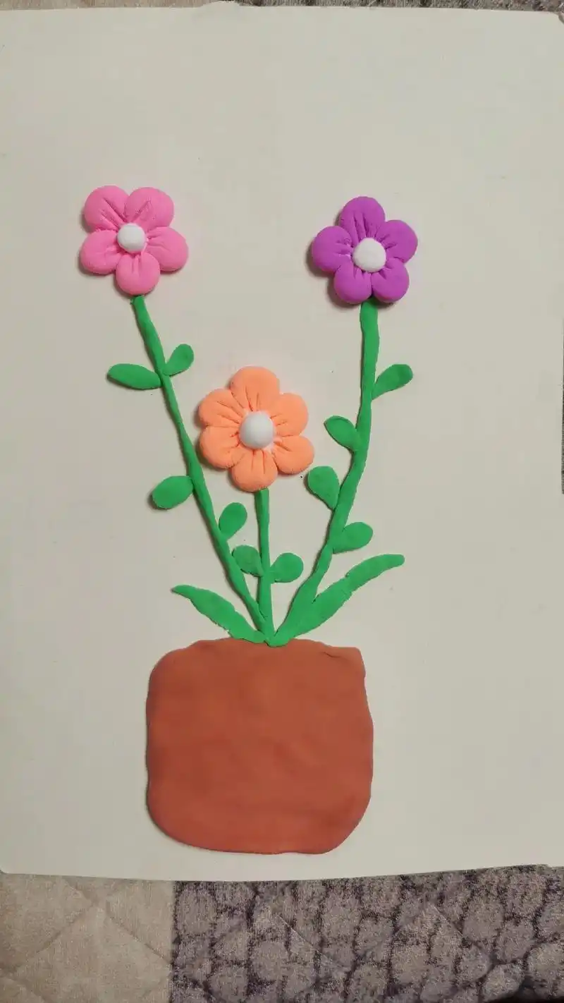 超轻粘土作品给闺女做的小花粘土