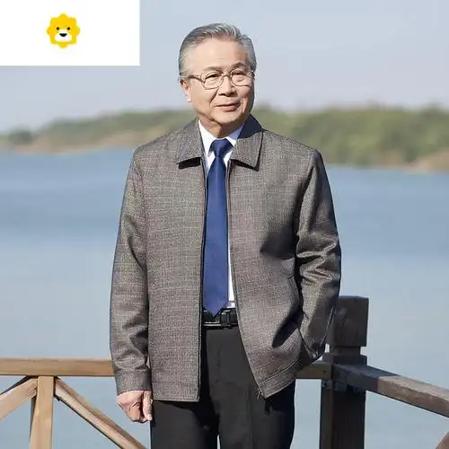 fishbasket老年人外套男春秋新款中老年夹克衫男装上衣服宽松老人5060
