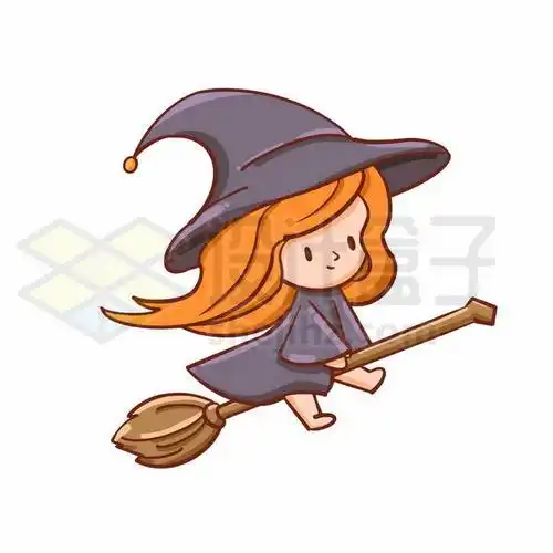 骑着扫帚的卡通魔法师女巫9991783矢量图片免抠素材