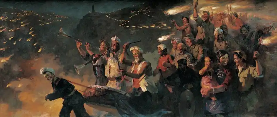 美术经典中的党史油画延安火炬