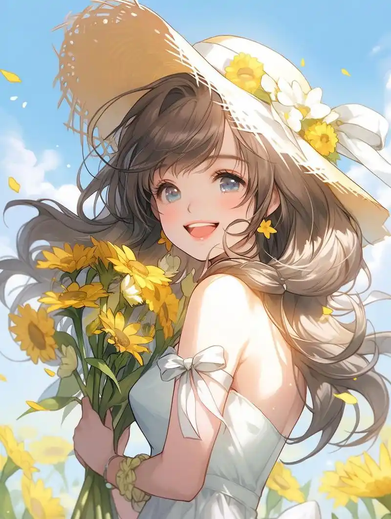 捧花女生头像 | 阳光女孩 | 治愈系头像