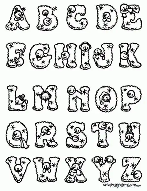 10张有趣的英文字母卡通填色认知图片