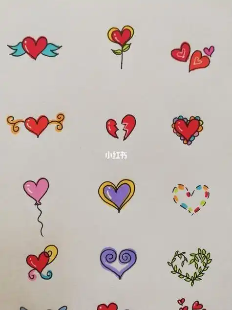 简笔画爱心大全|简笔画手帐专用小素材简笔画手帐绘画上色马克笔