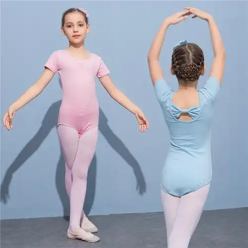 儿童舞蹈服芭蕾舞蹈儿童连体服短袖形体练功服女孩体操训练夏